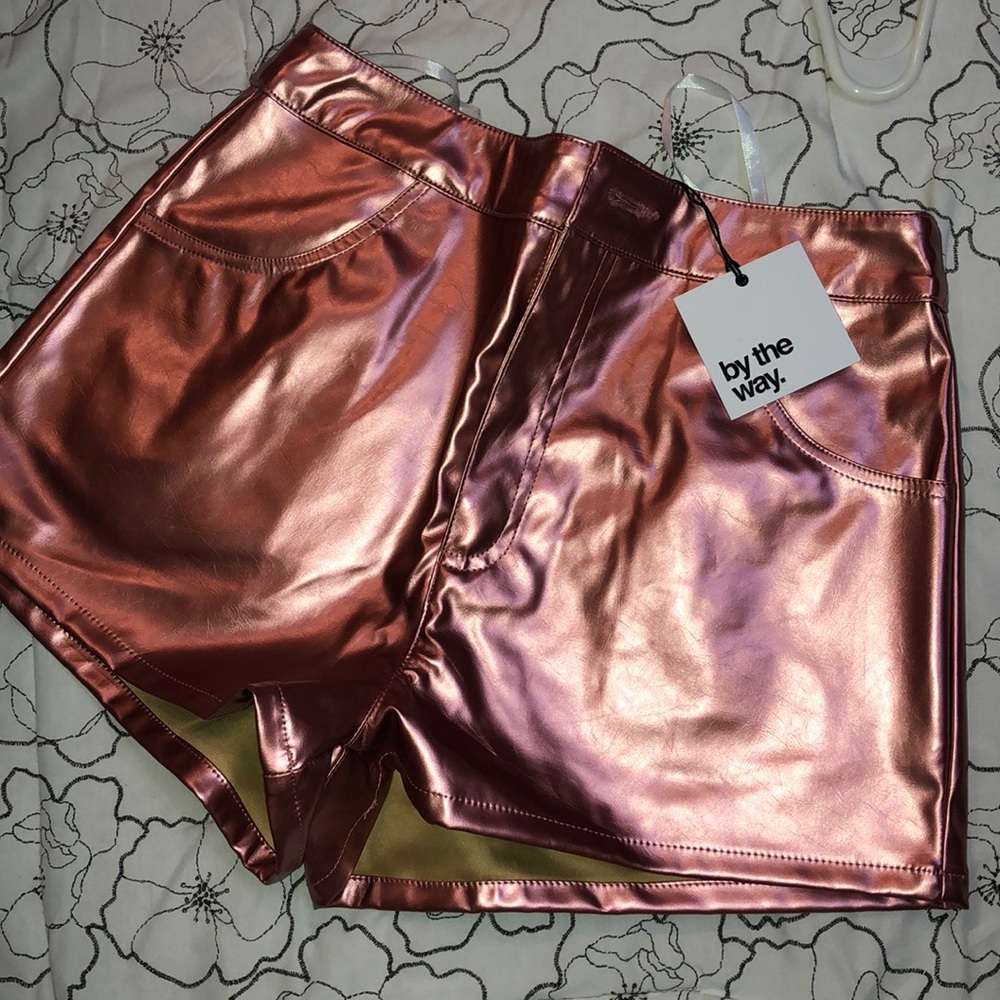 Rose gold pleather-type shorts